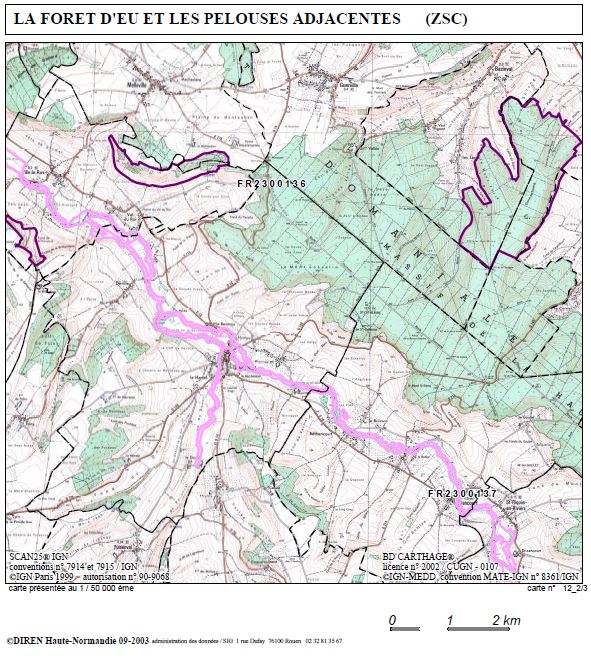 Carte 2/3 du site Forêt d'Eu et les pelouses adjacentes