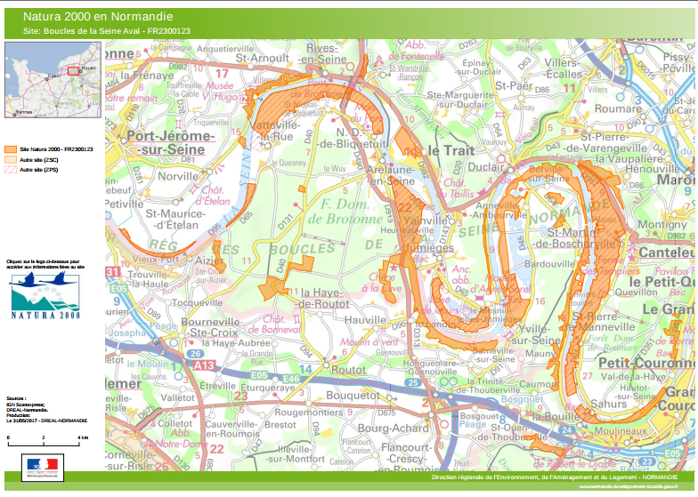 Carte Boucles de la Seine Aval